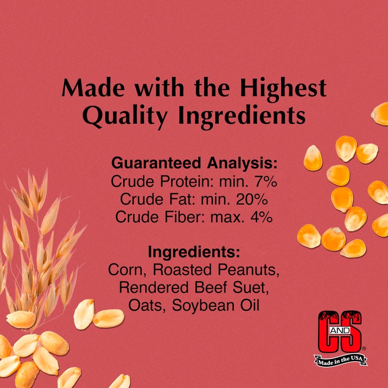 CS C&S Peanut Suet Nuggets, Outdoor Wild Bird Food for Nuthatches, Woodpeckers and Chickadees, 27 Ounces - Image 2